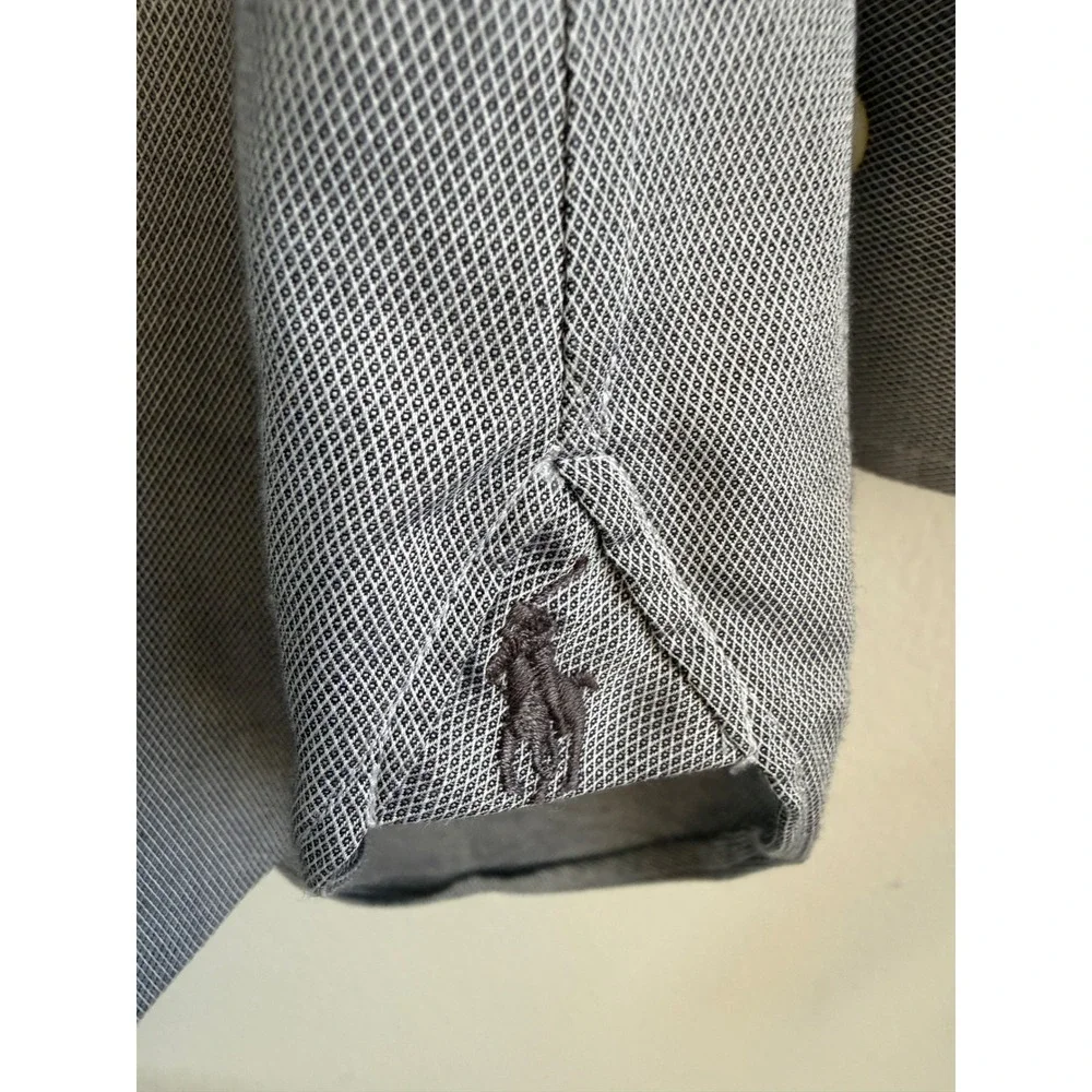 Polo Ralph Lauren Mens Slim Fit Easy Care Grey Micro Diamond Shirt 17.5 34/35